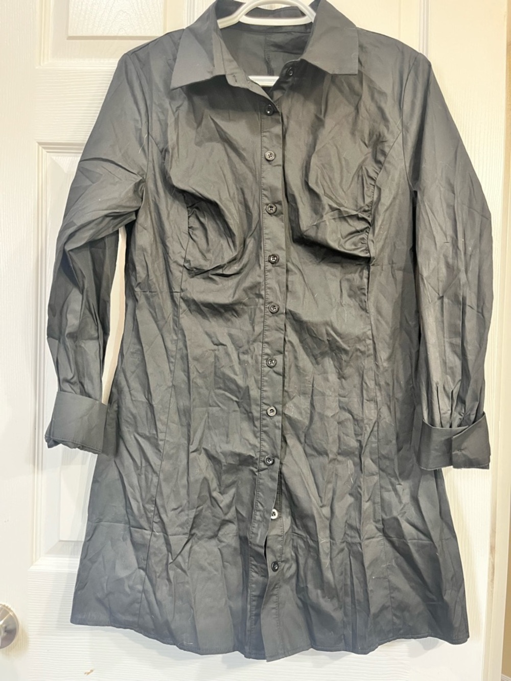 Black Long Button-Front Women's dress